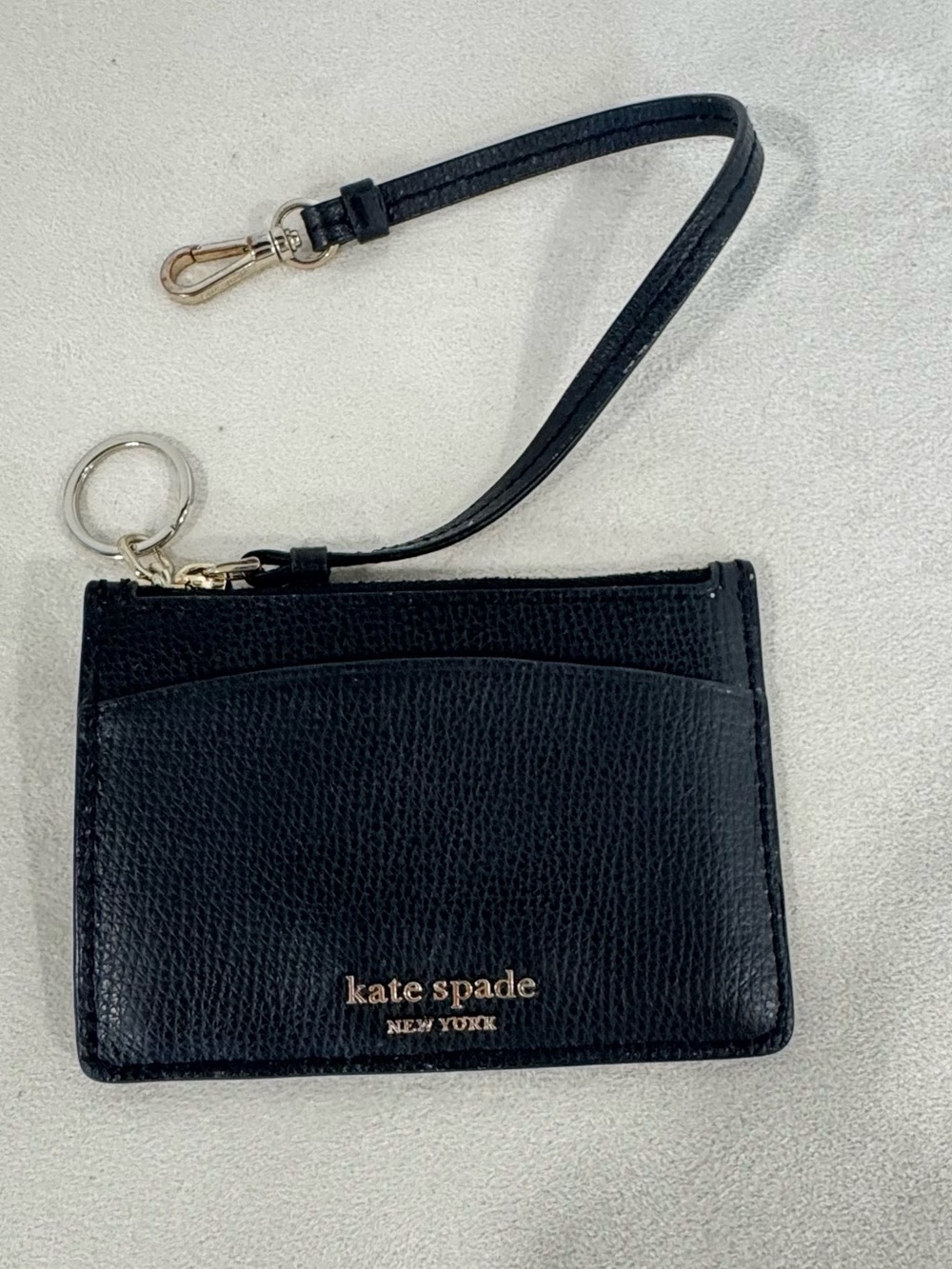 Kate Spade Leila Pebbled Leather Card Case Wristlet Black